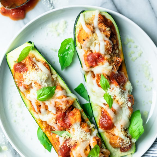 Chicken Stuffed Zucchini Boats