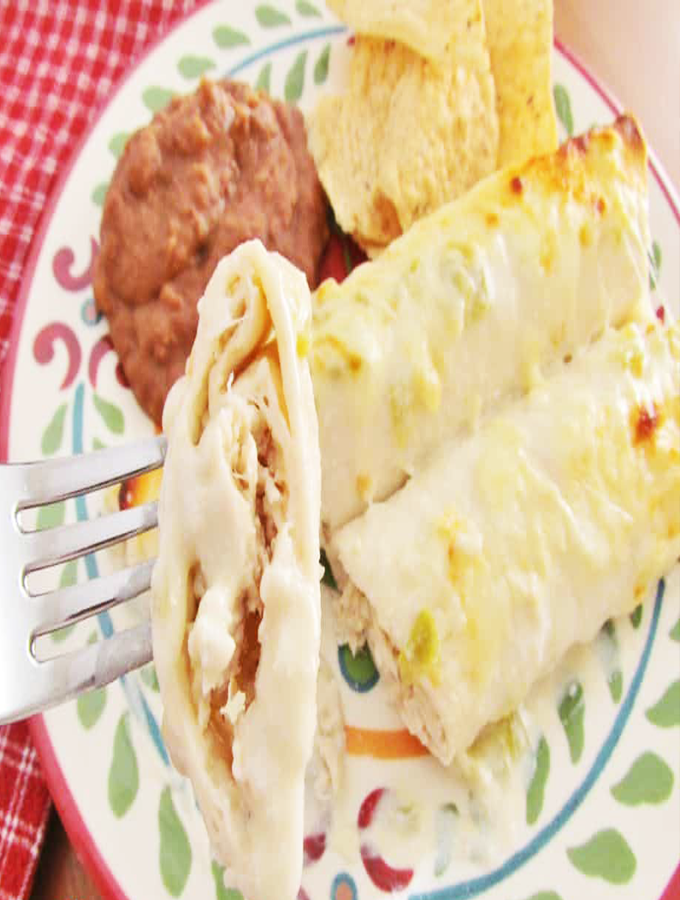 Easy Creamy White Chicken Enchiladas - Richflavour.com