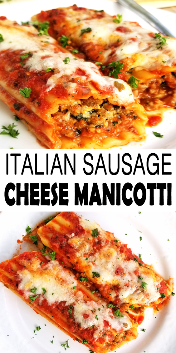 Italian Sausage and Cheese Baked Manicotti - Richflavour.com